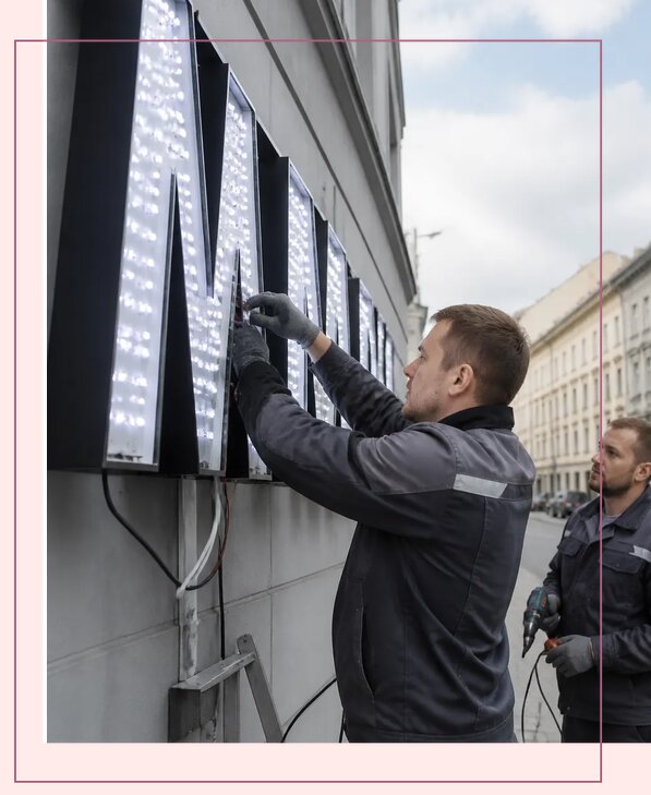 Изготовление и монтаж светодиодных LED вывесок в Топках