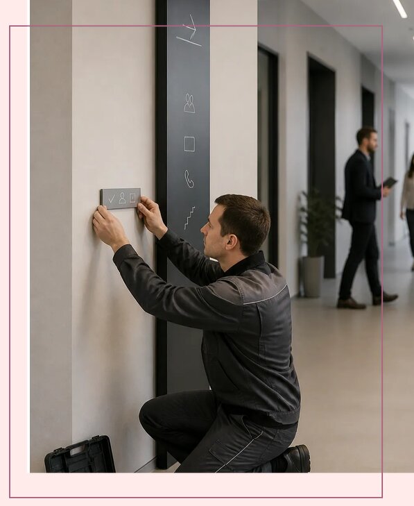 Изготовление и монтаж офисной навигации для бизнеса в Топках